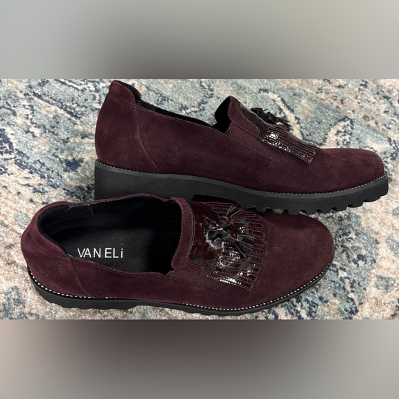 Van Eli Women's Burgundy Suede Patent Leather Brogues, size 10 - Picture 4 of 7